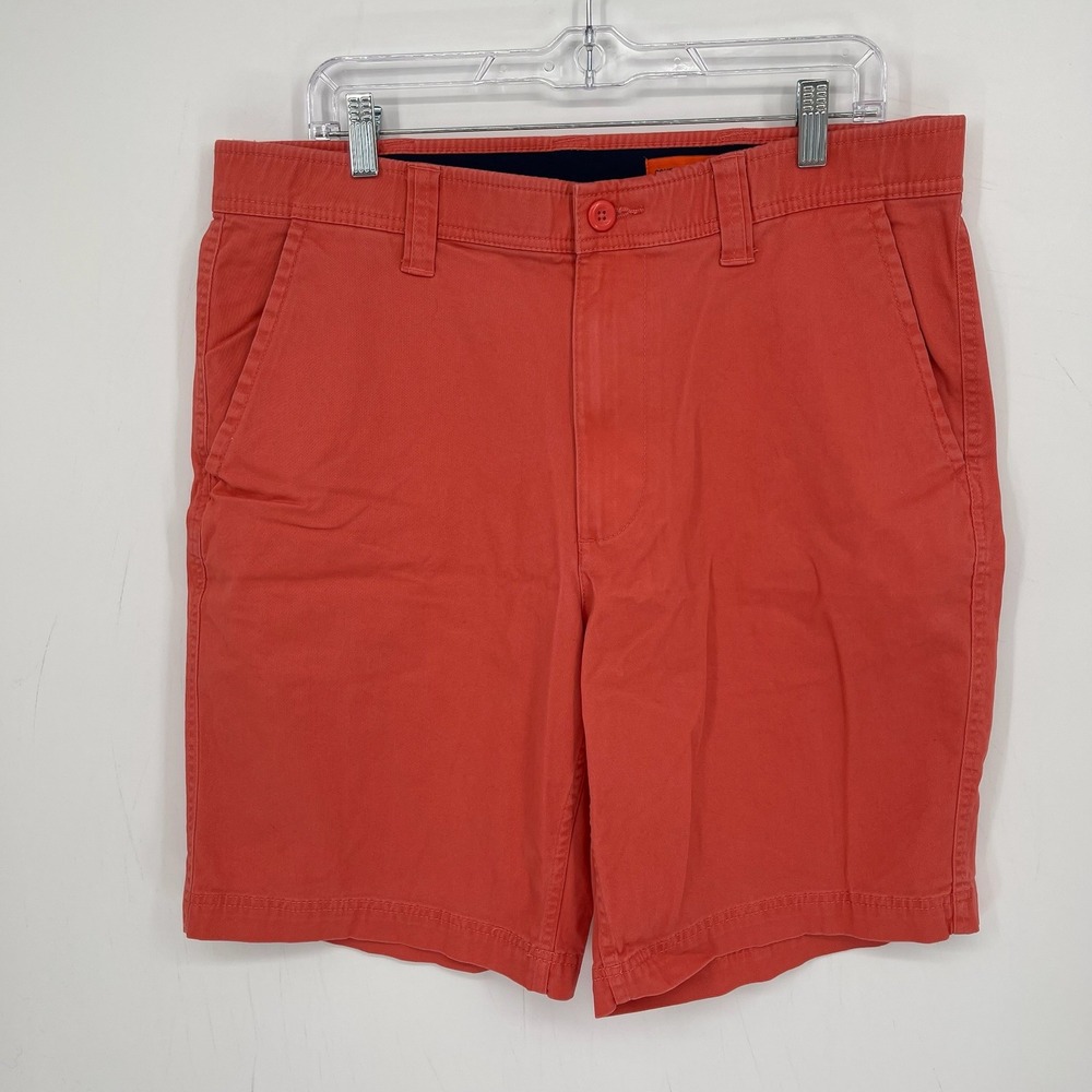 St. John's Bay Men's Orange Comfort Stretch Flat Front Chino Shorts Size 36